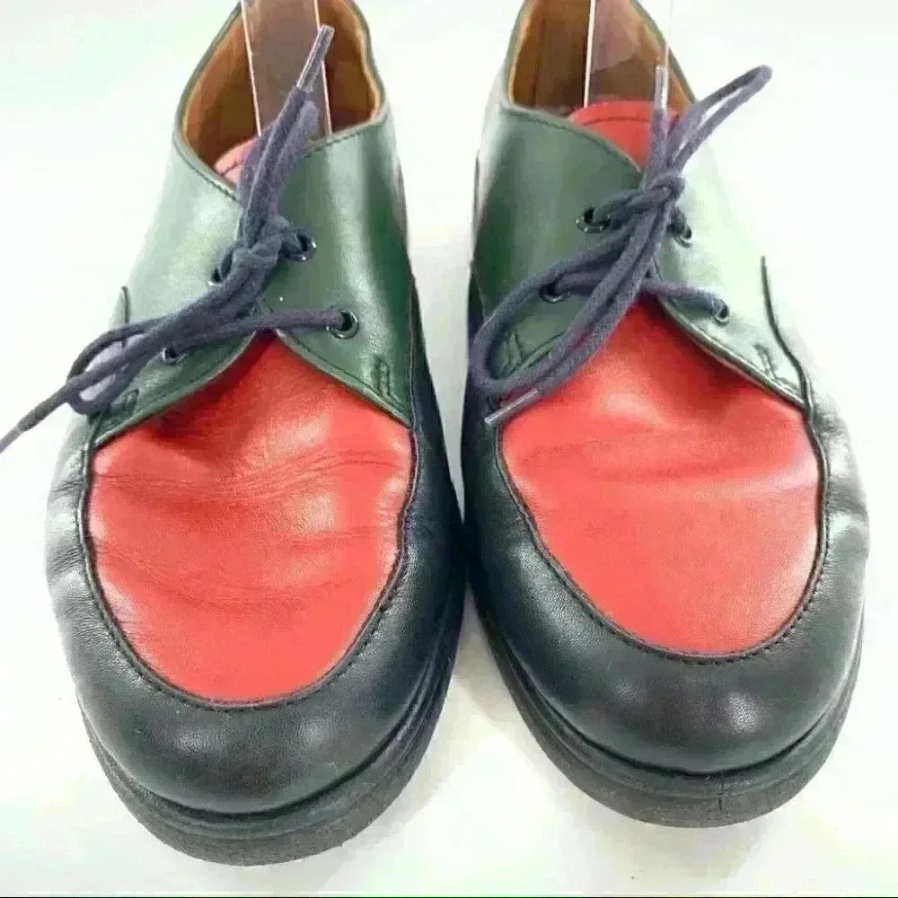 Rohde Oxfords 4.5 green blue leather color blocked vintage 80s 90s grandpa core - Picture 3 of 14
